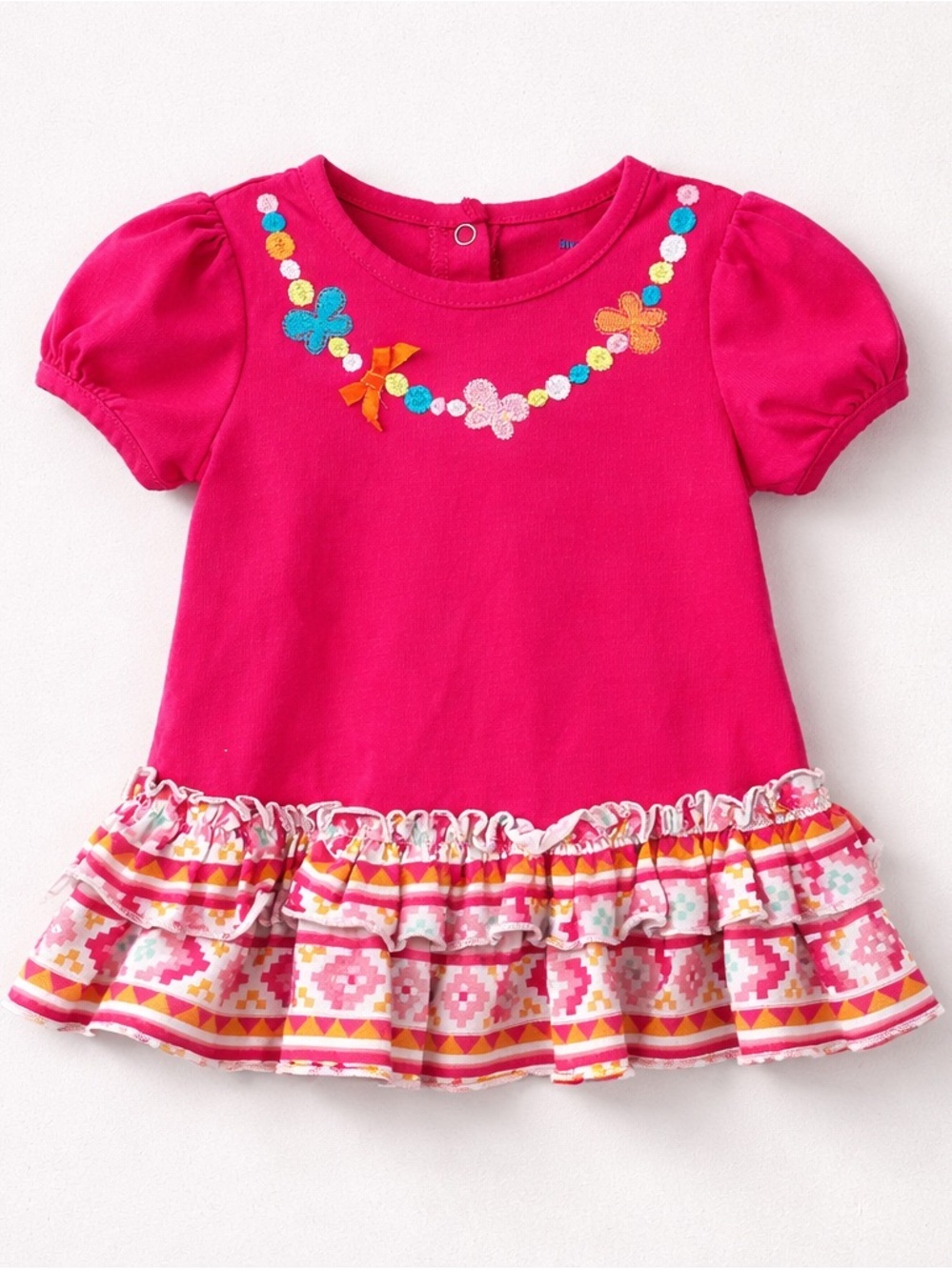 Buster Brown Bright Fuchsia Floral Ruffle Dress 12 months Girls